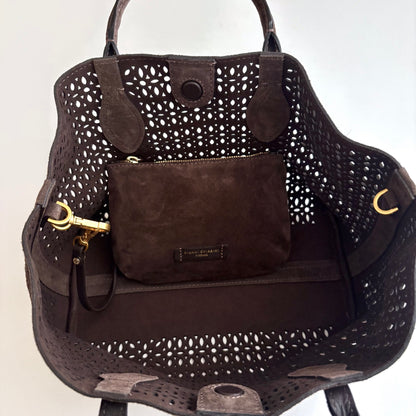 Suede Italian Tote - Moka