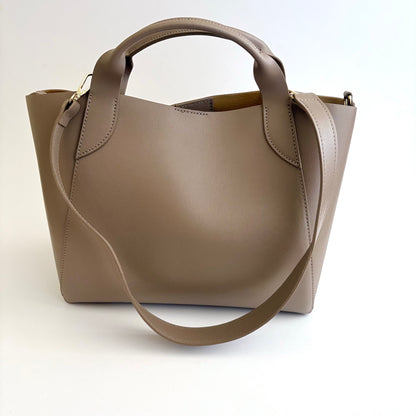 Dark Beige Lugano All Leather Tote