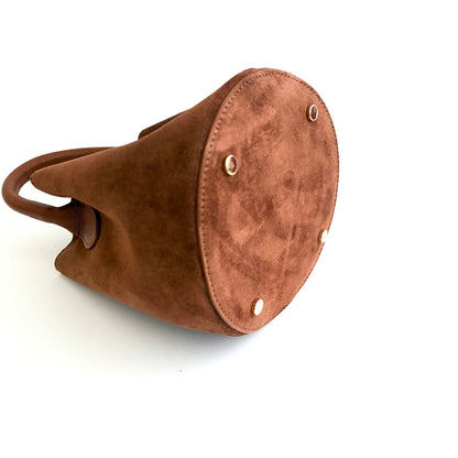 Cognac Suede City Bag