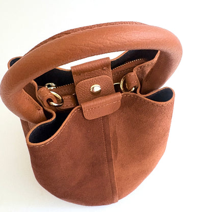 Cognac Suede City Bag