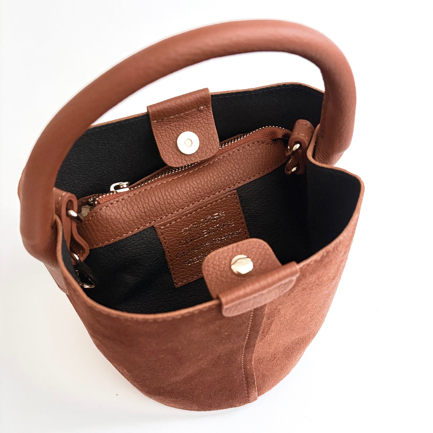 Cognac Suede City Bag