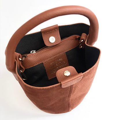 Cognac Suede City Bag