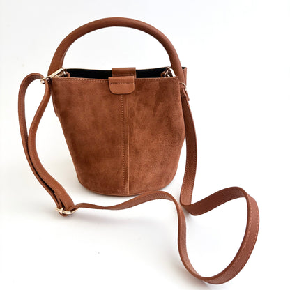 Cognac Suede City Bag