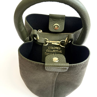 Green Suede City Bag