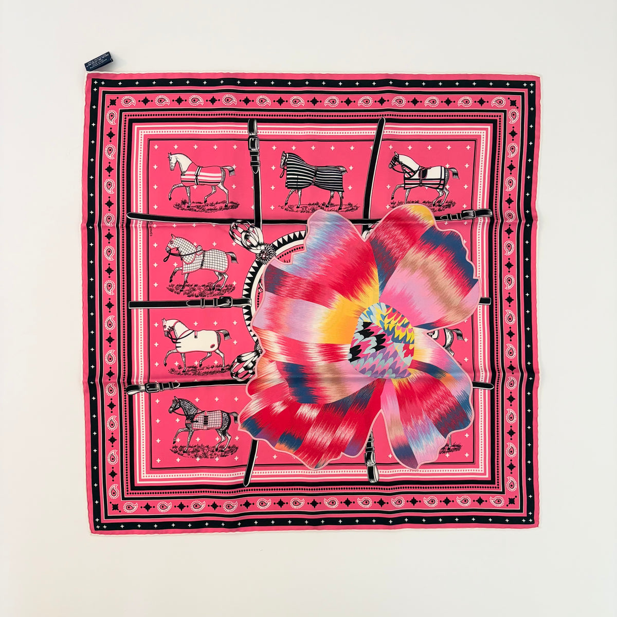 Marble Applique “Couvertures et Tenues de Jour” Hermes 55 Bandana Scarf