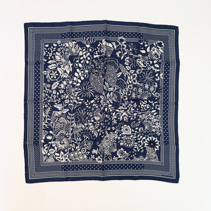 "Fleurs et Papillons de Tissus" 55 Bandana Hermes Scarf