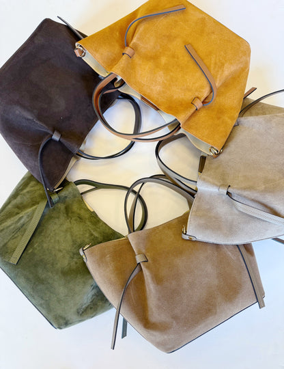 Suede Milan Tote: Sand