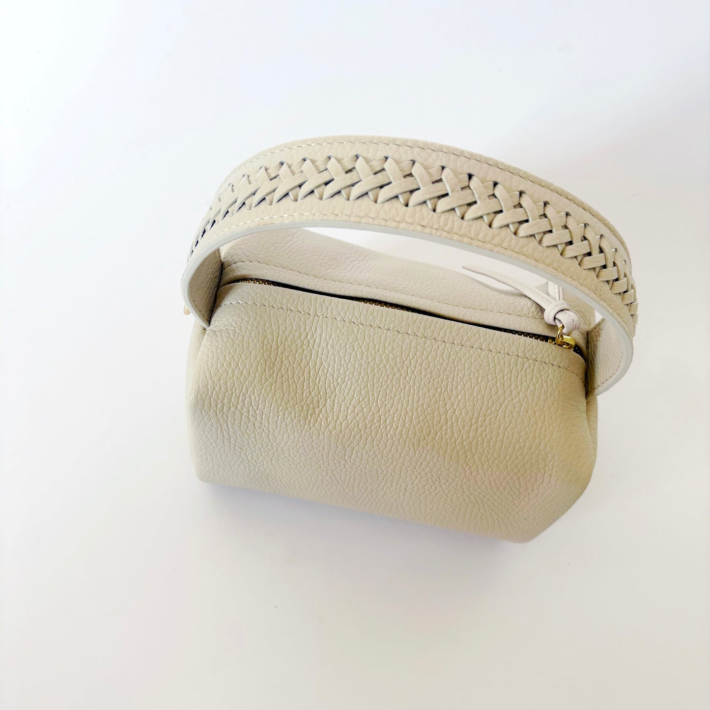 Braided Handle Bag Cream