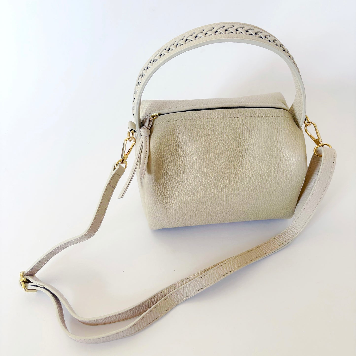 Braided Handle Bag Cream