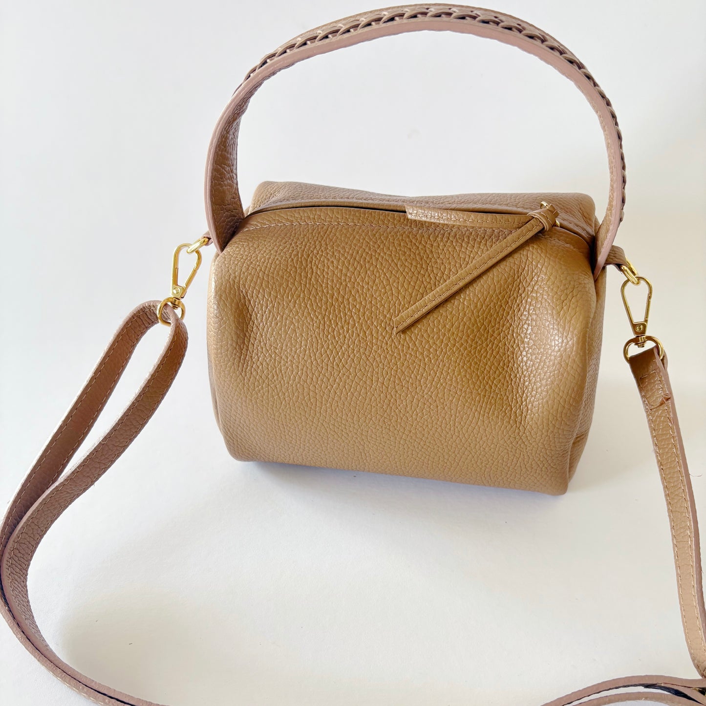Braided Handle Bag Beige