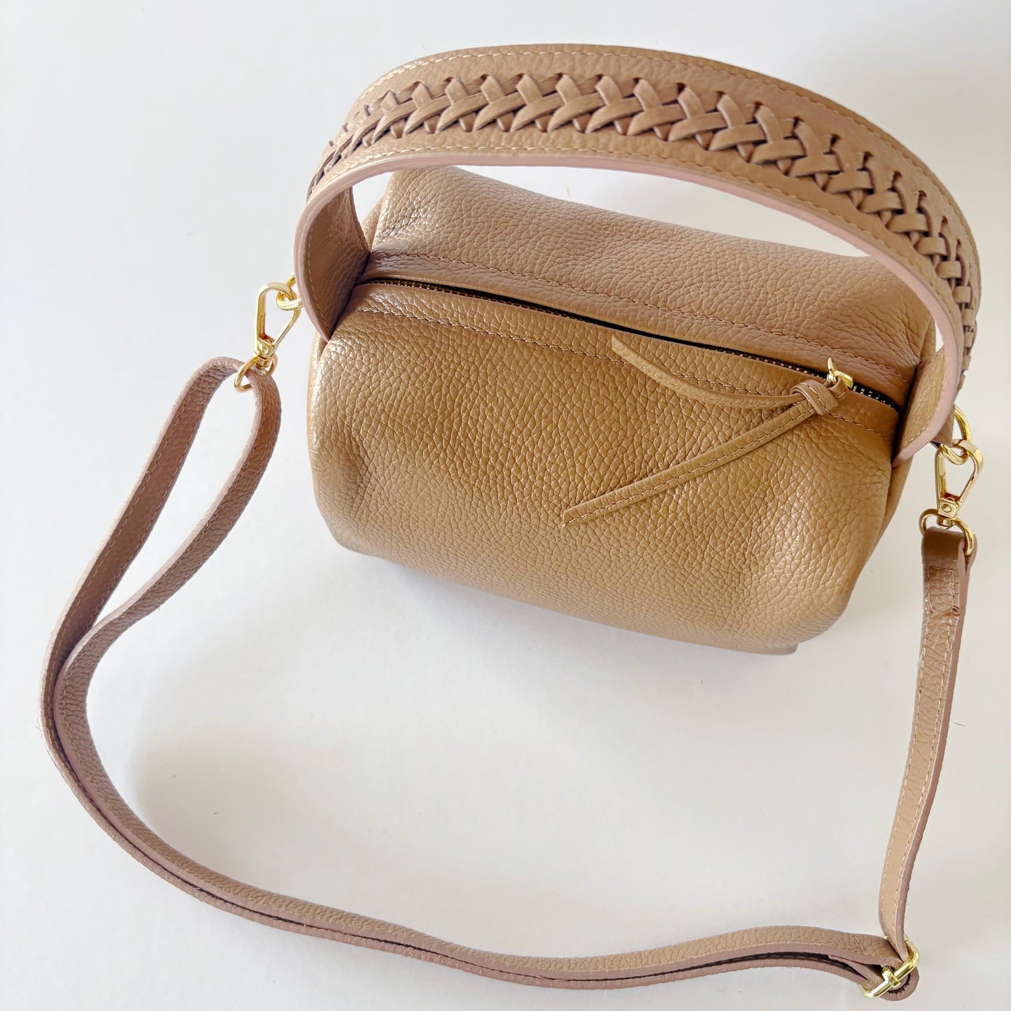 Braided Handle Bag Beige